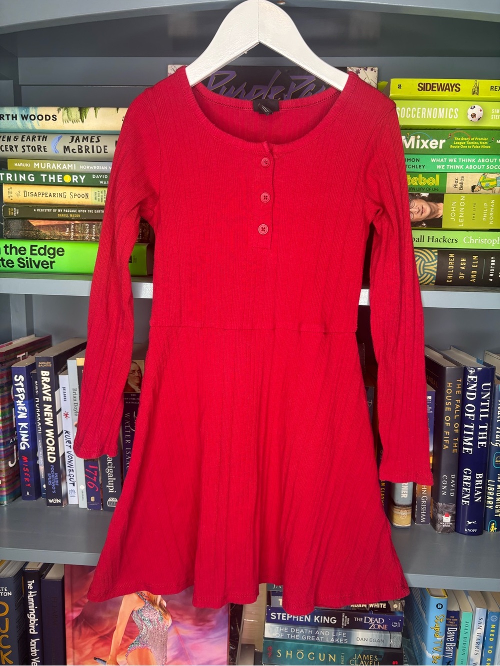 Art Class Red Ribbed Long Sleeve Knit Dress